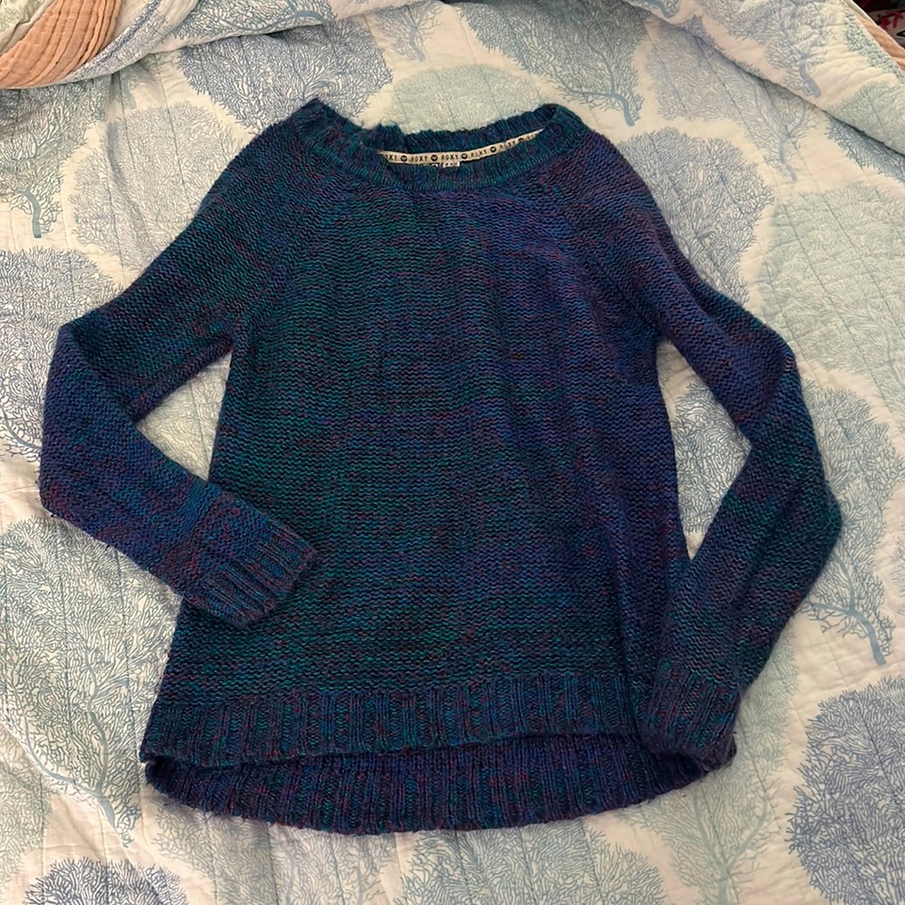 Roxy Blue/Green/Purple ombré Woven Chunky Knit Sweater Size M